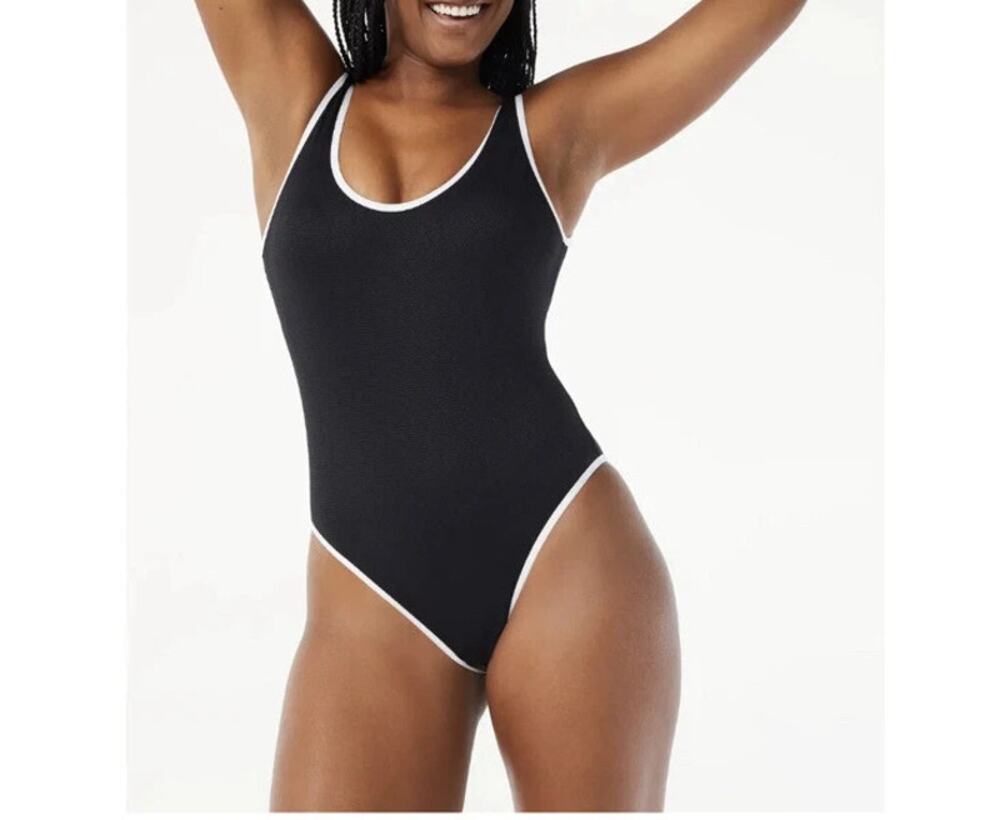 NWOT Love & Sports Black White One Piece Swim Bathing Suit Women's Size XXL 20